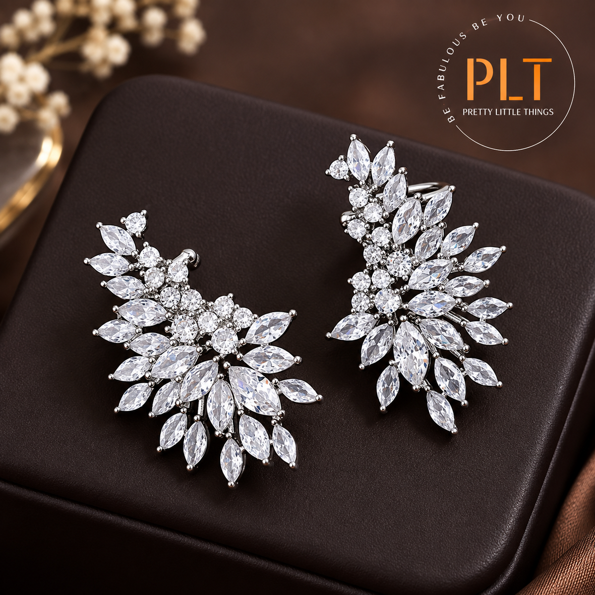 Gift Box Set Elegant Luxury Fully Paved Crystal Icy Wing Earrings