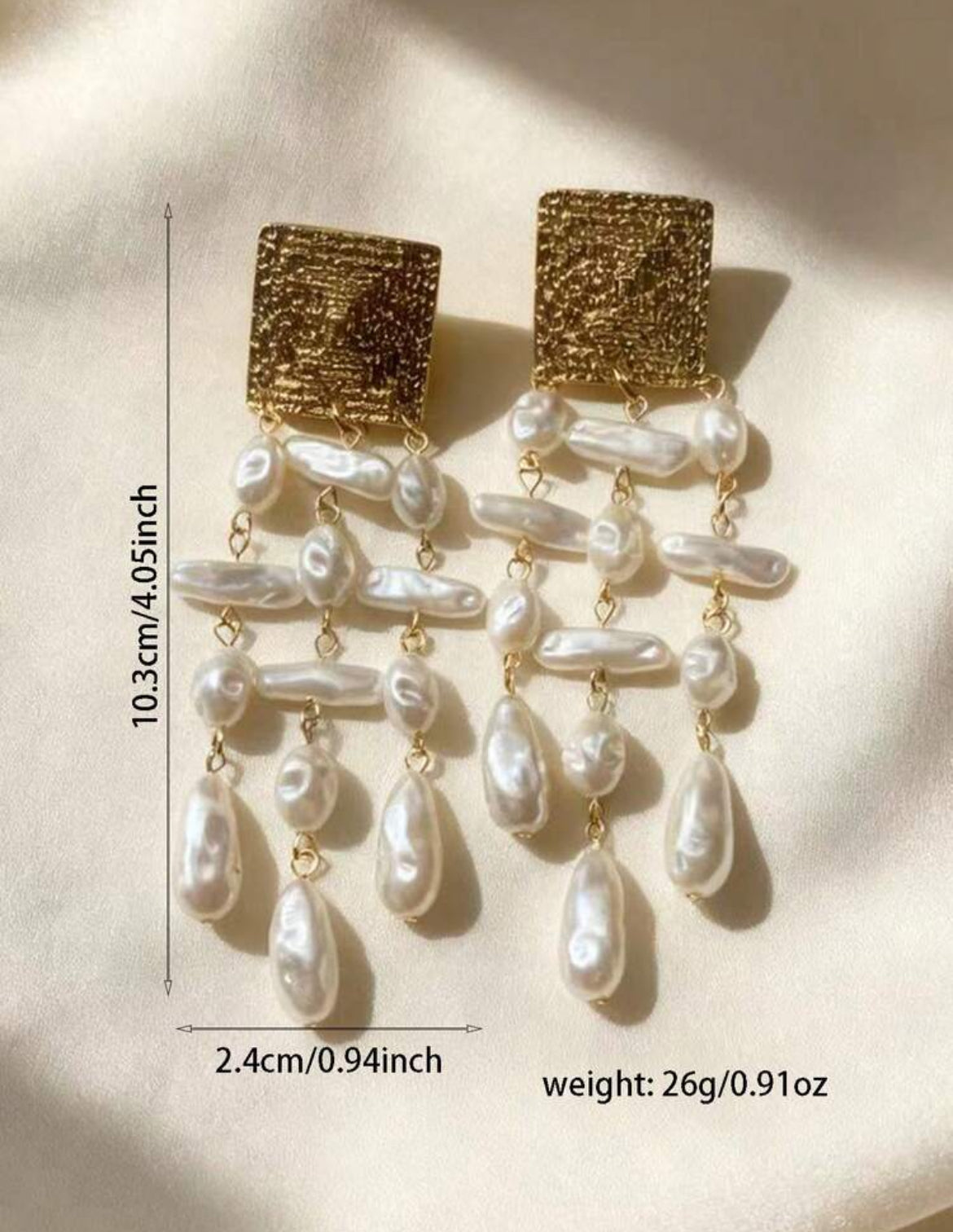 Asymmetrical Pearl Tassel Long Earrings, Women's Fashion Party Jewelry, Versatile For Daily Wear