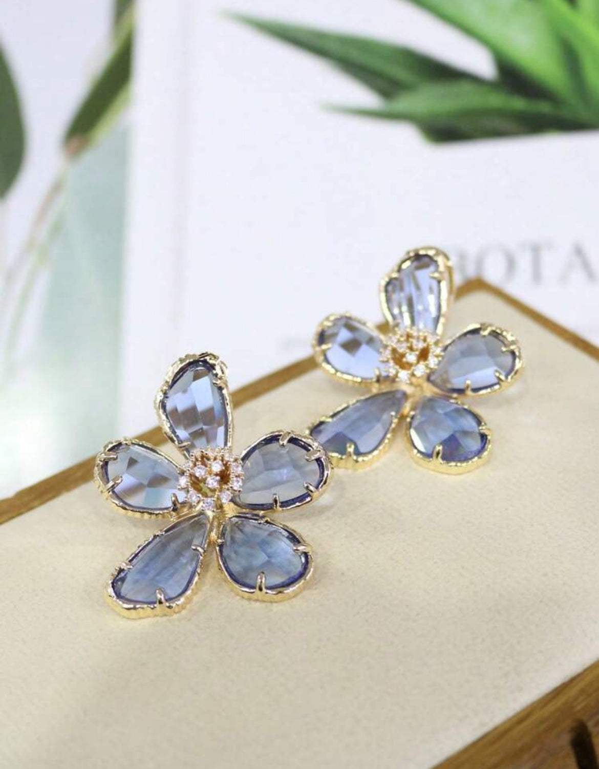 Exaggerated Crystal Flower Earrings