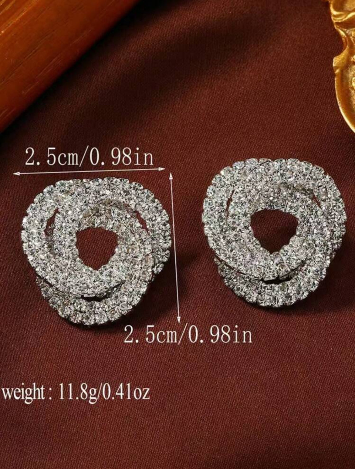 Wrapped Design Fully Rhinestoned Studded Earrings