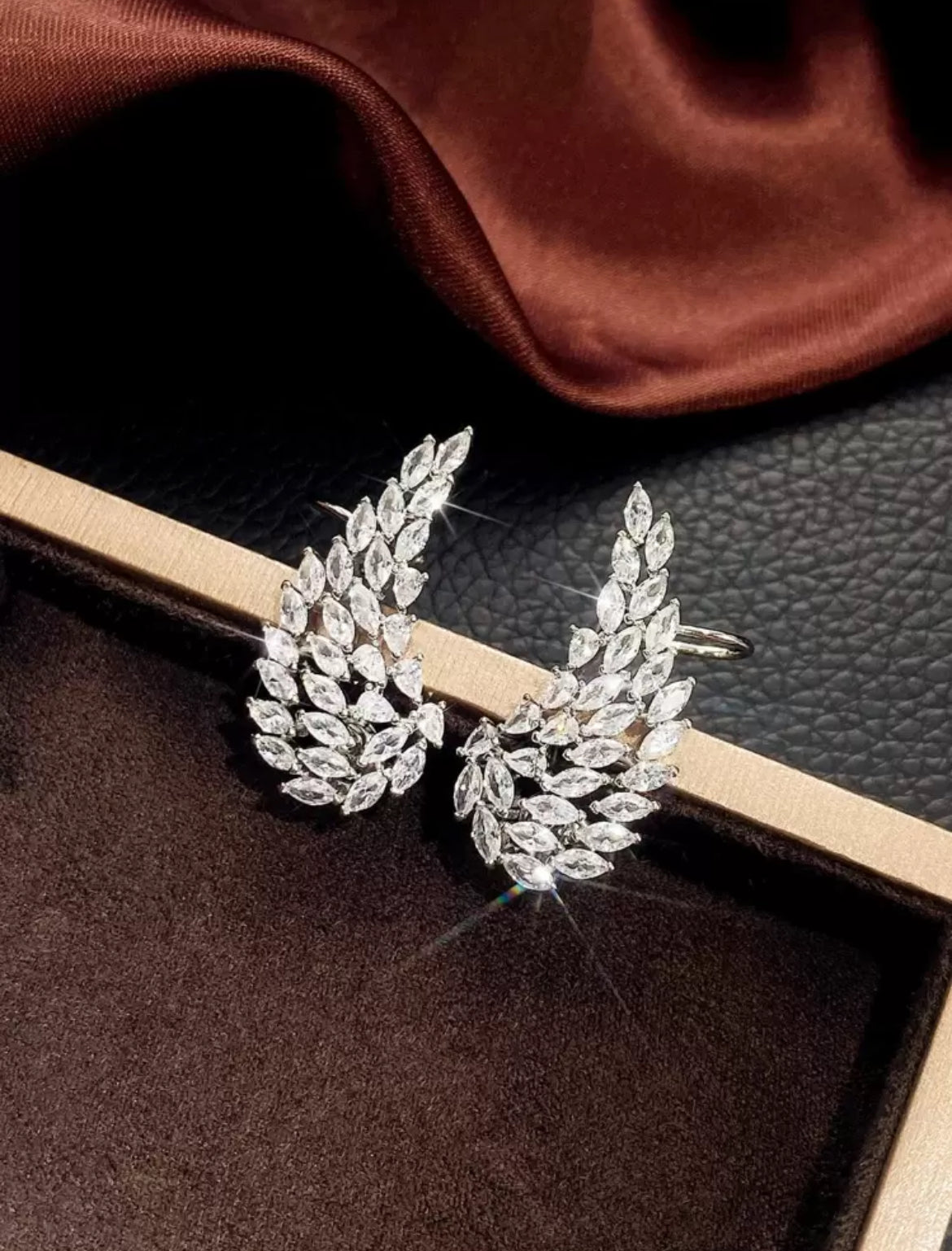 Cubic Zirconia Wing Cuff Earrings
