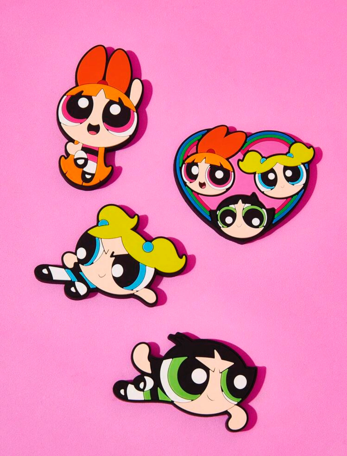 THE POWERPUFF GIRLS Cartoon Heart Pattern Fridge Magnets, Gift
