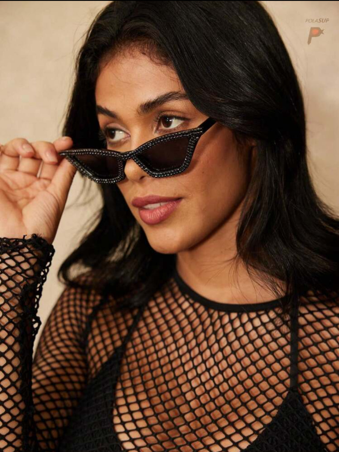 Black Crystal Embellished Cat Eye Glasses