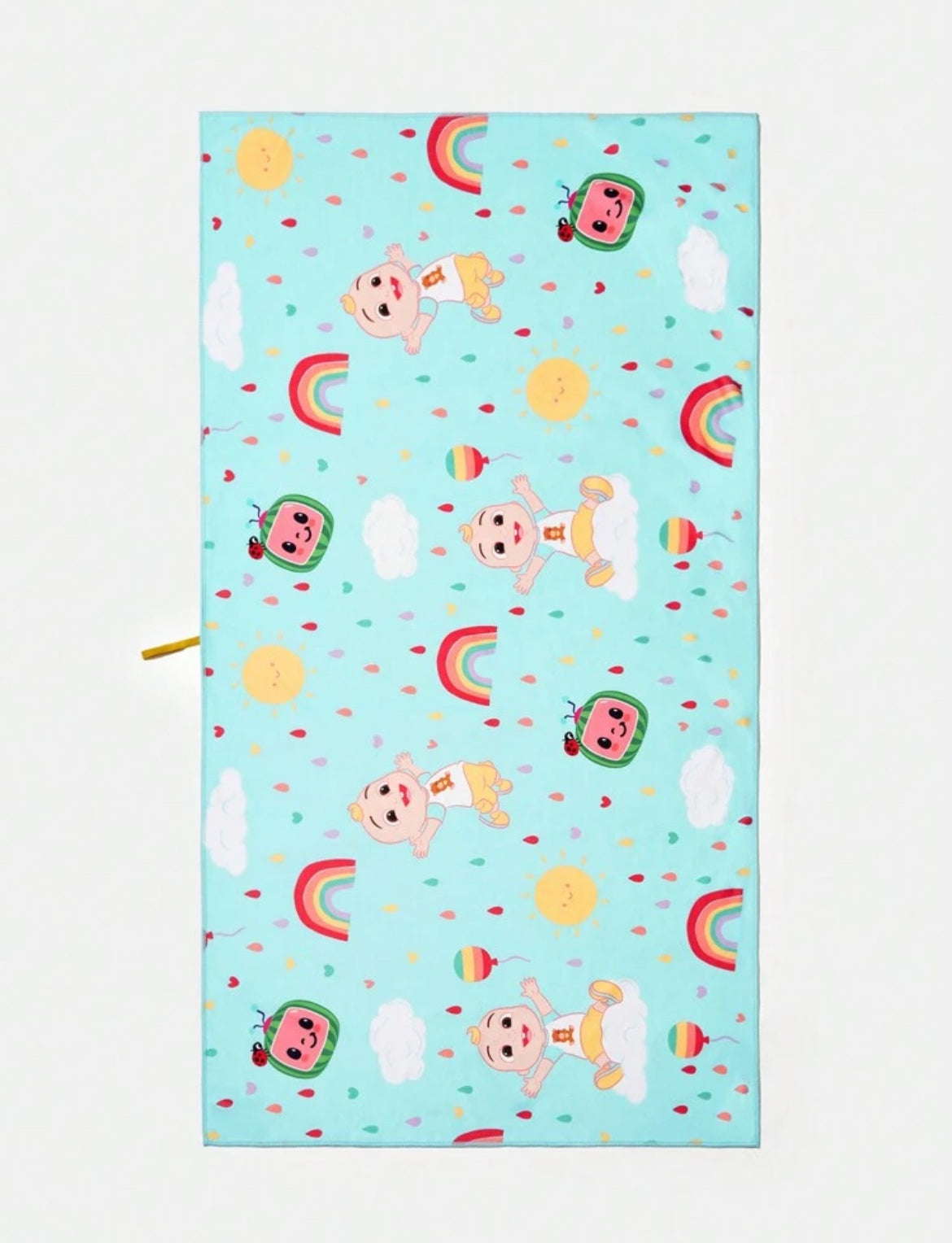 CoComelon Cartoon Character & Rainbow Patterned Kids Blue Bath Towel