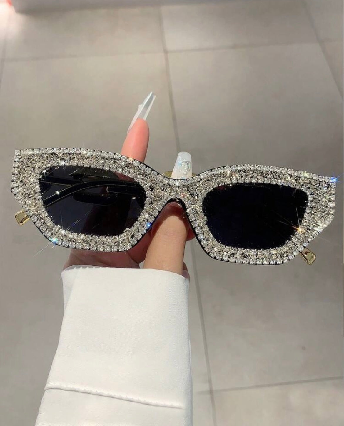Multi-Color Cat Eye Glasses with Crystal Chain Legs