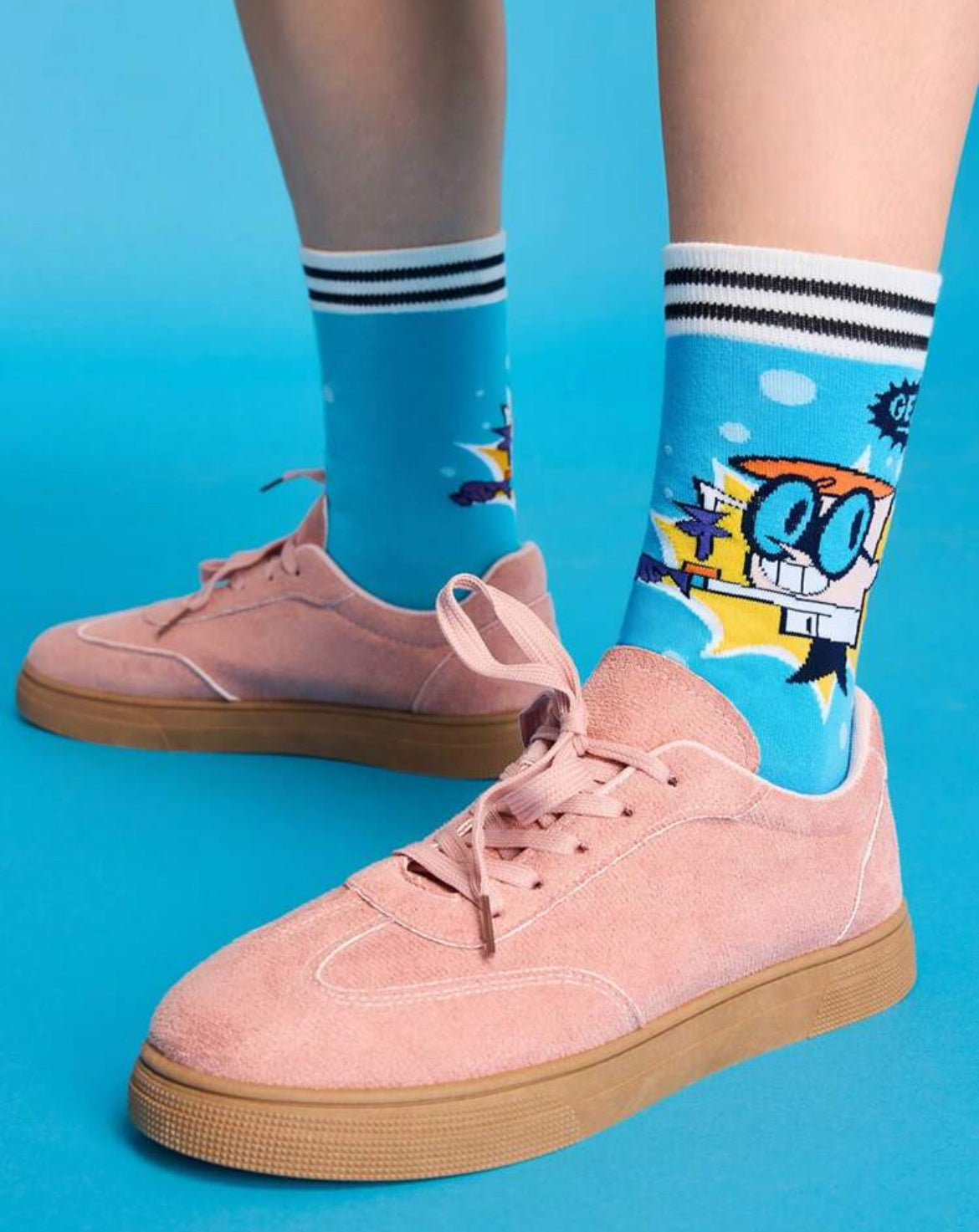 Dexter's Laboratory 2 Pairs Breathable Moisture Wicking Crew Socks, Cartoon Cute Pattern, Suitable For All Seasons