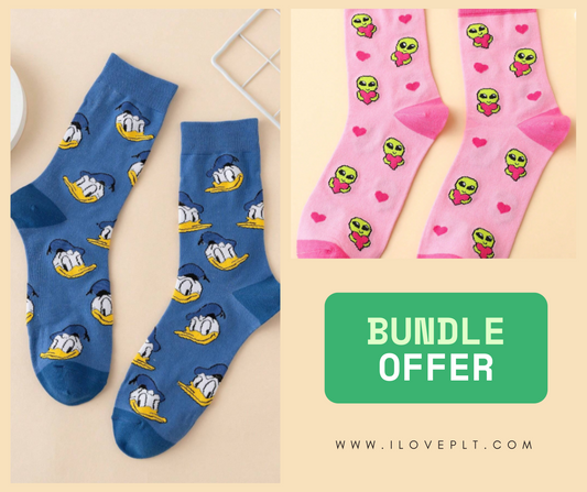 Donald Duck &  Alien Pattern  Socks Bundle