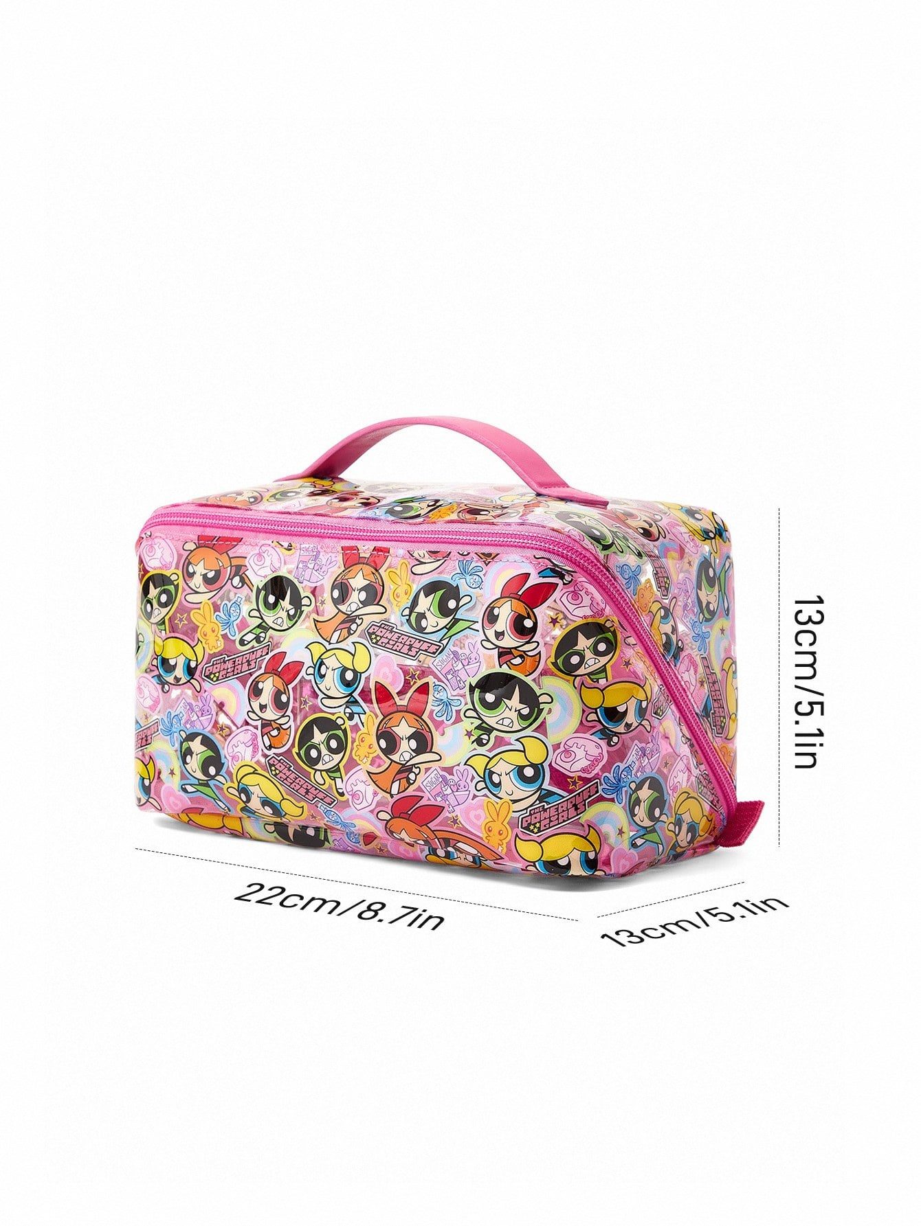 THE POWERPUFF GIRLS 1pc Cartoon Pattern Printed Large Capacity Foldable PVC Makeup Bag