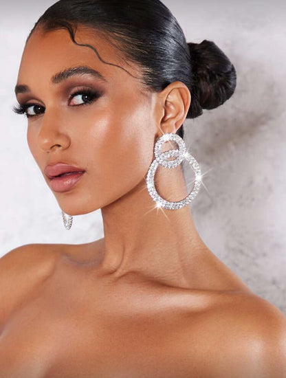 Rhinestone Circle Decor Stud Earrings