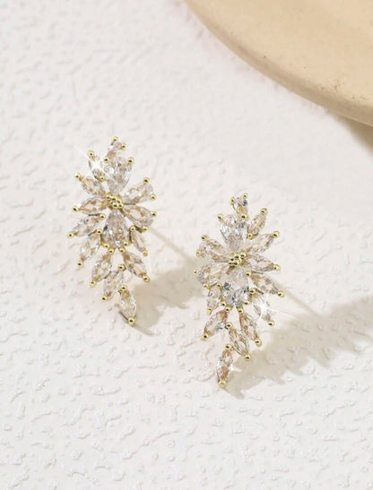 Luxury Cubic Zirconia Women Party Earrings with shining Marquise Cubic Zirconia Wedding Earrings Jewelry
