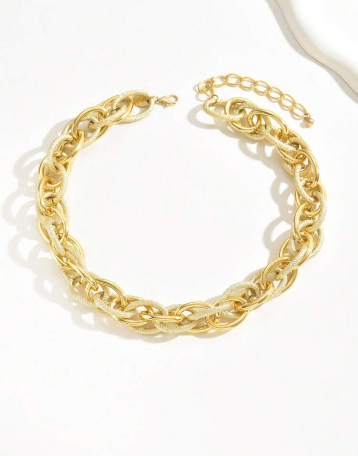 Asymmetrical Chain Necklace, Chunky Oversized Collar Lock Chain, Gold Color