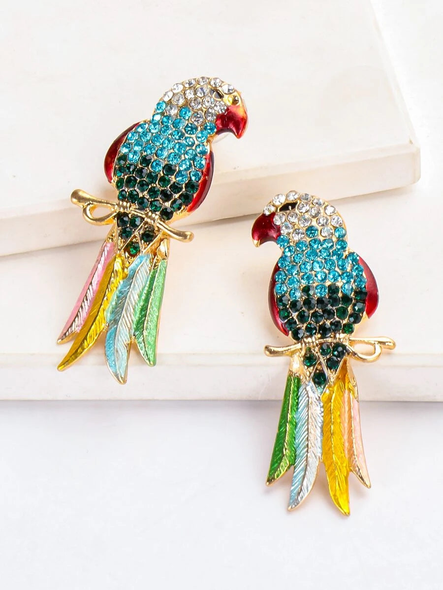 Rhinestone Bird Design Elegant Stud Earrings
