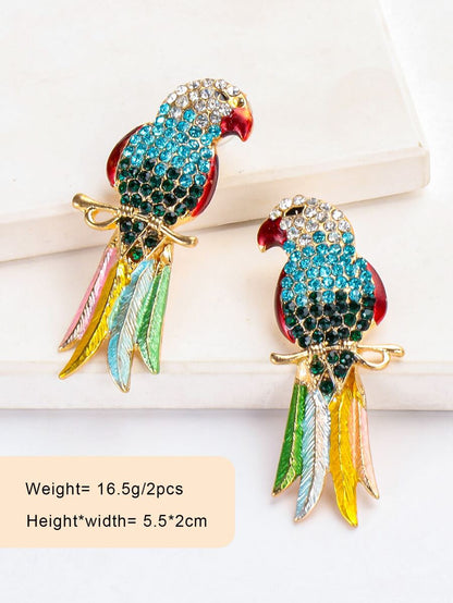 Rhinestone Bird Design Elegant Stud Earrings
