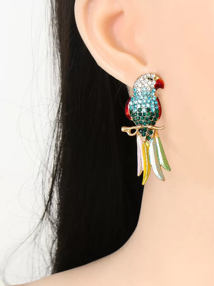 Rhinestone Bird Design Elegant Stud Earrings
