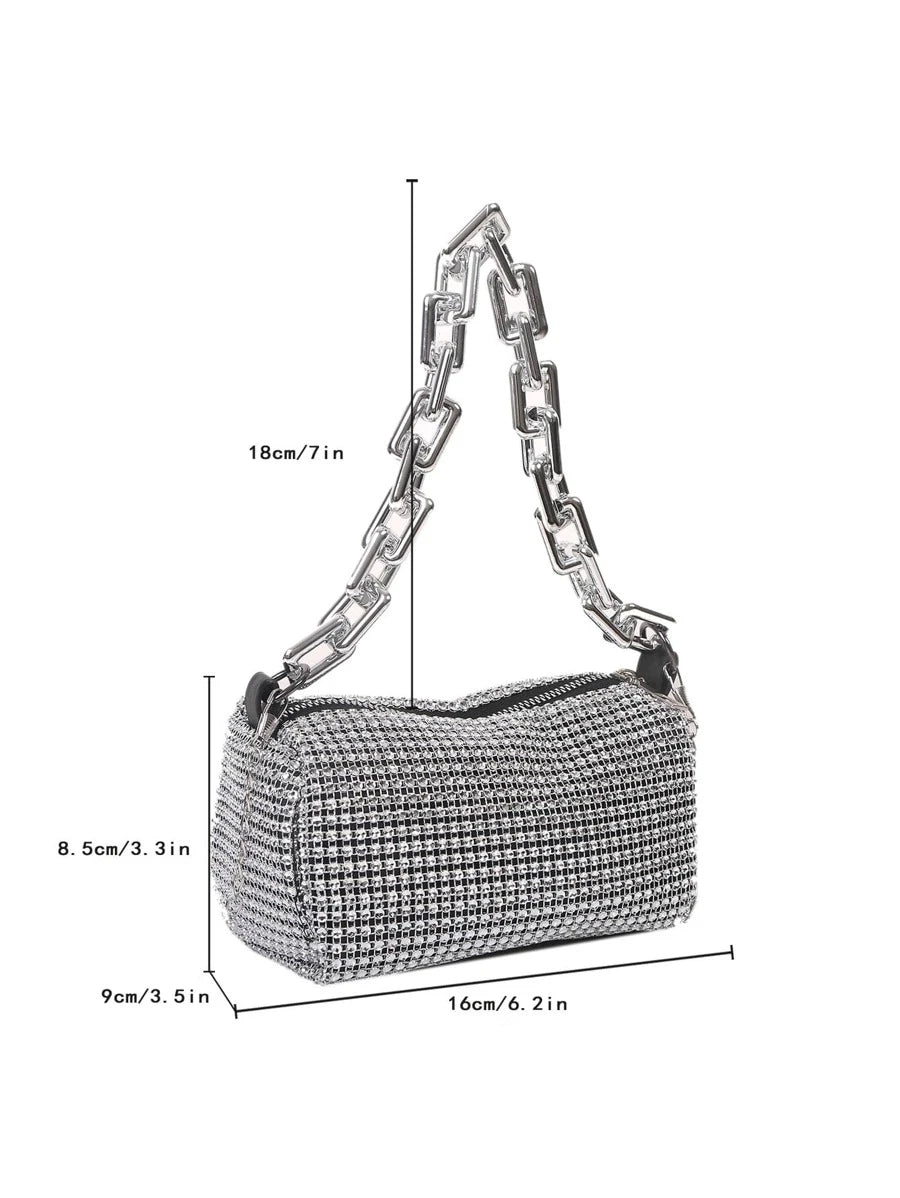 Rhinestone Decor Bucket  Hand Bag Mini Drawstring Design