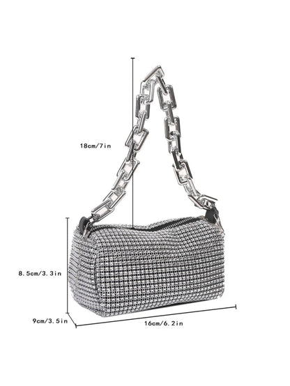 Rhinestone Decor Bucket  Hand Bag Mini Drawstring Design