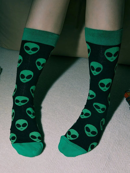 Alien Print Crew Socks