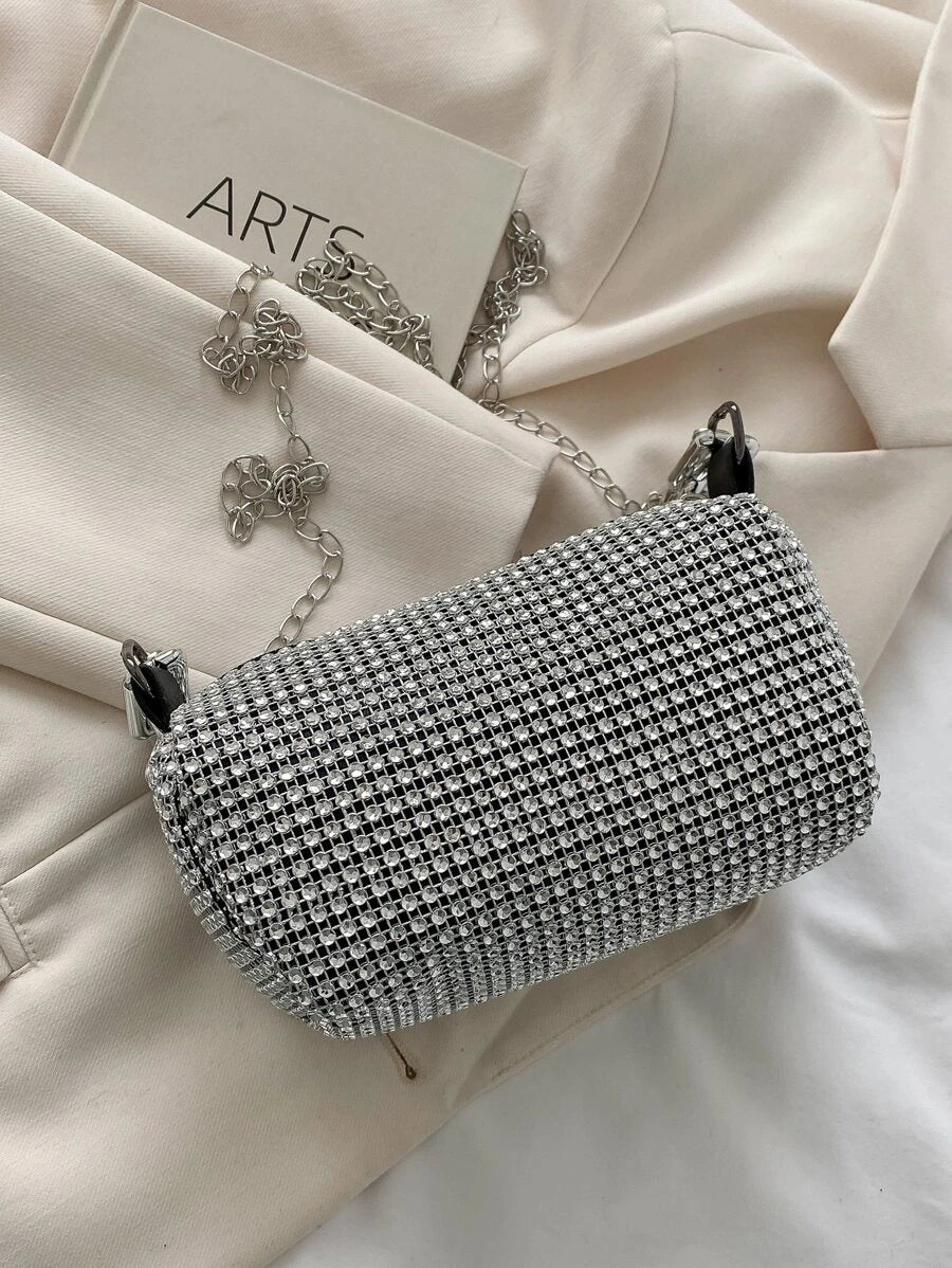 Rhinestone Decor Bucket  Hand Bag Mini Drawstring Design