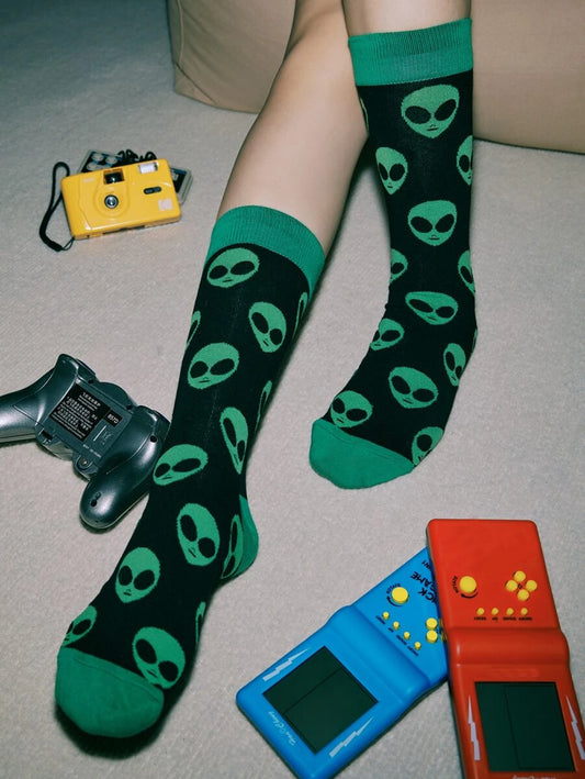 Alien Print Crew Socks