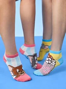 TOM & JERRY 2pairs Cartoon Graphic Ankle Socks
