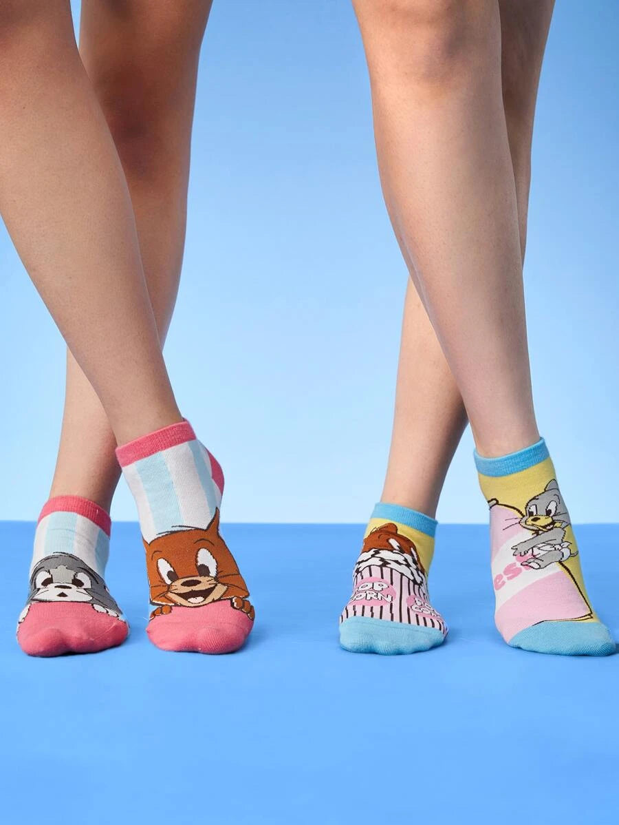 TOM & JERRY 2pairs Cartoon Graphic Ankle Socks