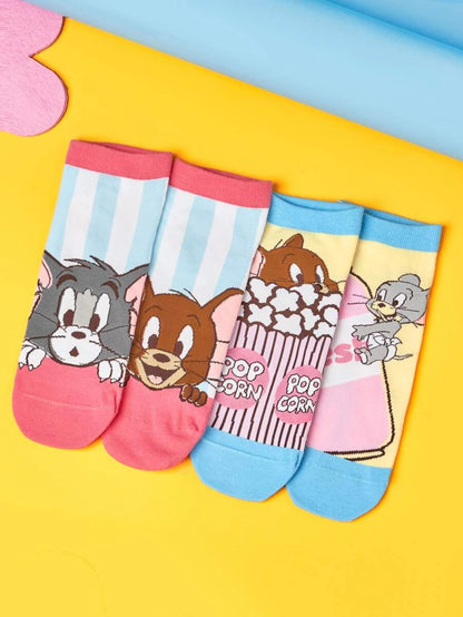 TOM & JERRY 2pairs Cartoon Graphic Ankle Socks