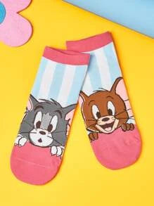 TOM & JERRY 2pairs Cartoon Graphic Ankle Socks