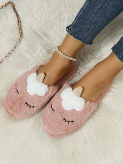 Unicorn Design Fluffy Slippers