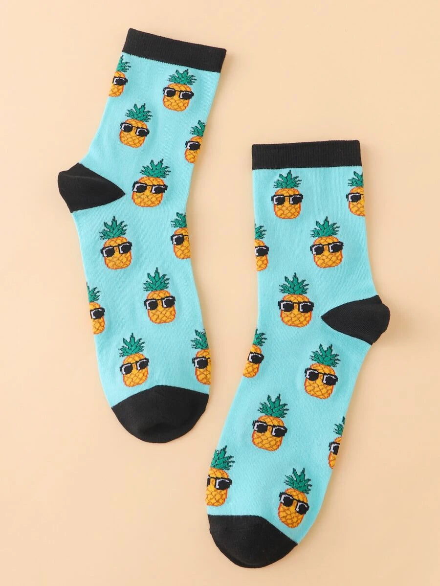 Pineapple Pattern Crew Socks