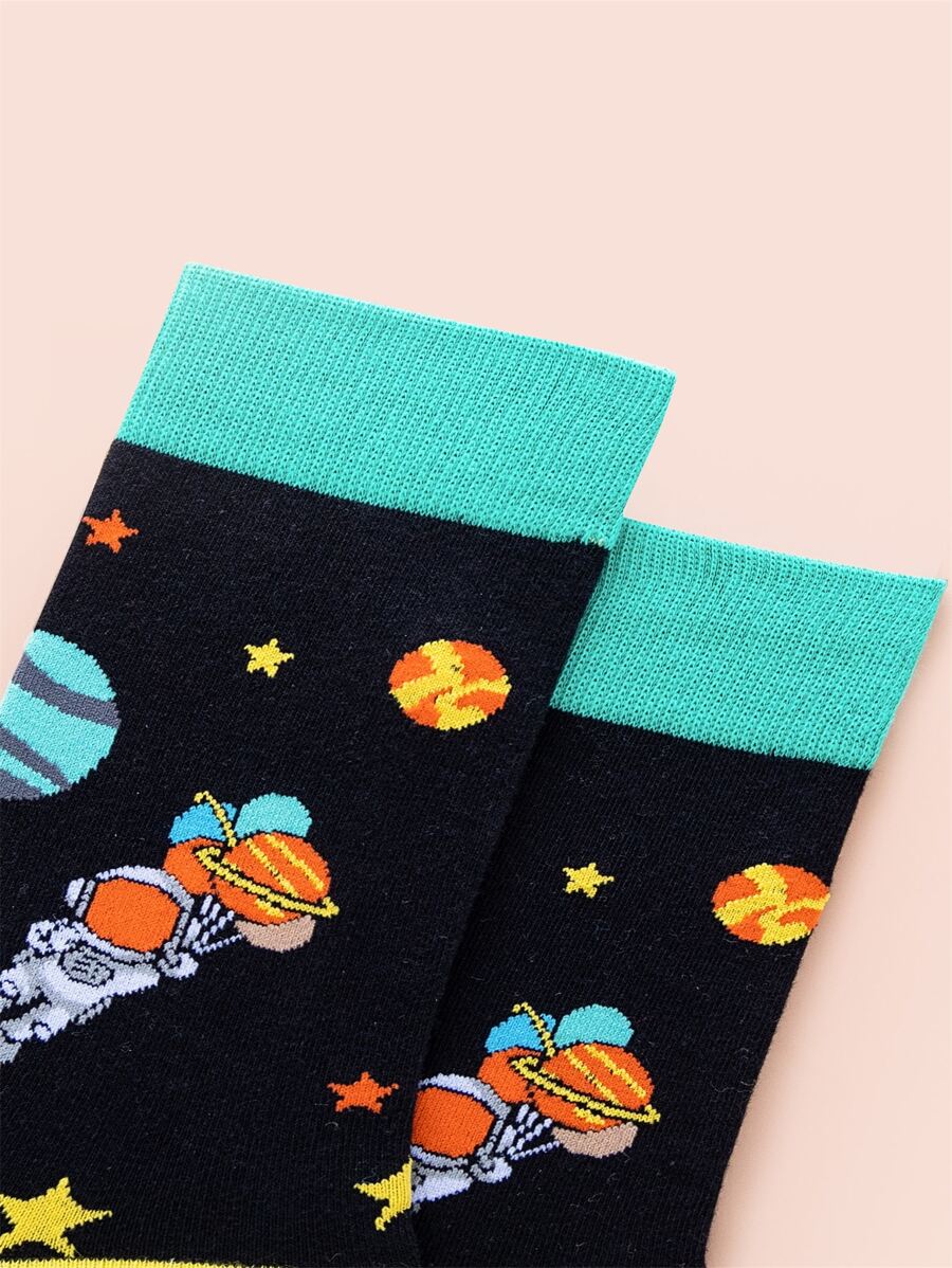 Men Rocket Print Crew Socks