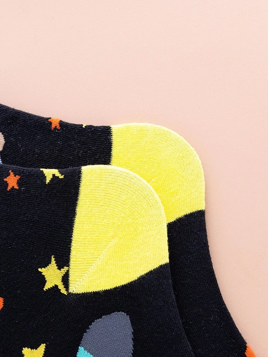 Men Rocket Print Crew Socks