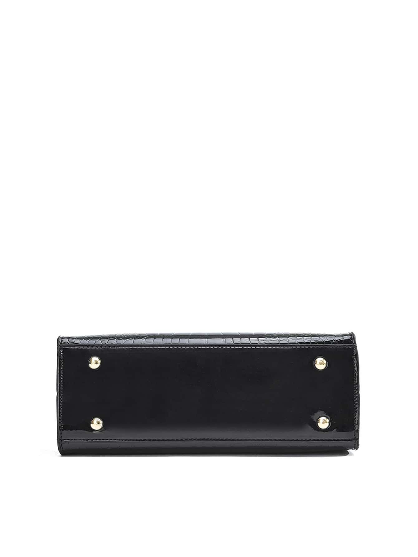 Pre Order Crocodile Embossed Handbag, Women's Elegant PU Zipper Shoulder Bag With Adjustable Strap