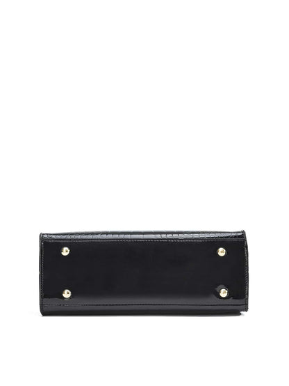 Pre Order Crocodile Embossed Handbag, Women's Elegant PU Zipper Shoulder Bag With Adjustable Strap