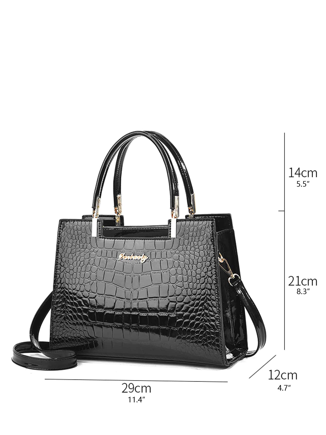 Pre Order Crocodile Embossed Handbag, Women's Elegant PU Zipper Shoulder Bag With Adjustable Strap