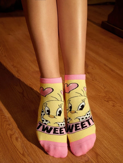 LOONEY TUNES 2pairs Cartoon & Letter Graphic Ankle Socks