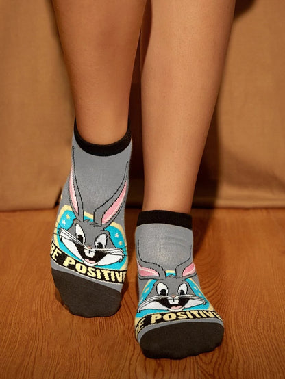 LOONEY TUNES 2pairs Cartoon & Letter Graphic Ankle Socks