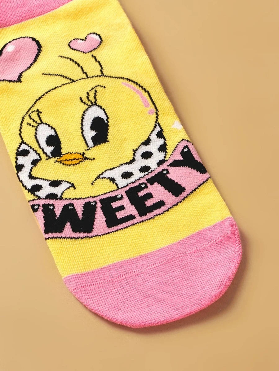 LOONEY TUNES 2pairs Cartoon & Letter Graphic Ankle Socks