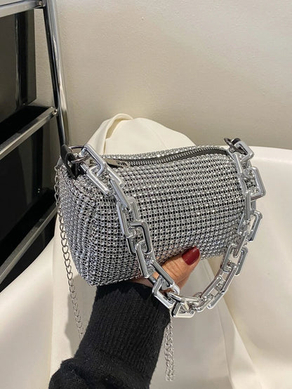 Rhinestone Decor Bucket  Hand Bag Mini Drawstring Design
