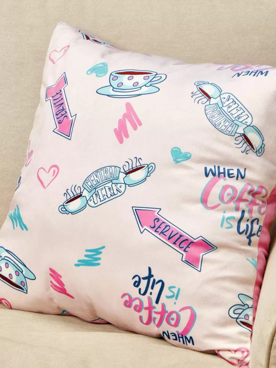 FRIENDS Double-Sided Coffee & Letter Graphic Cushion Cover Without Filler, Gifts