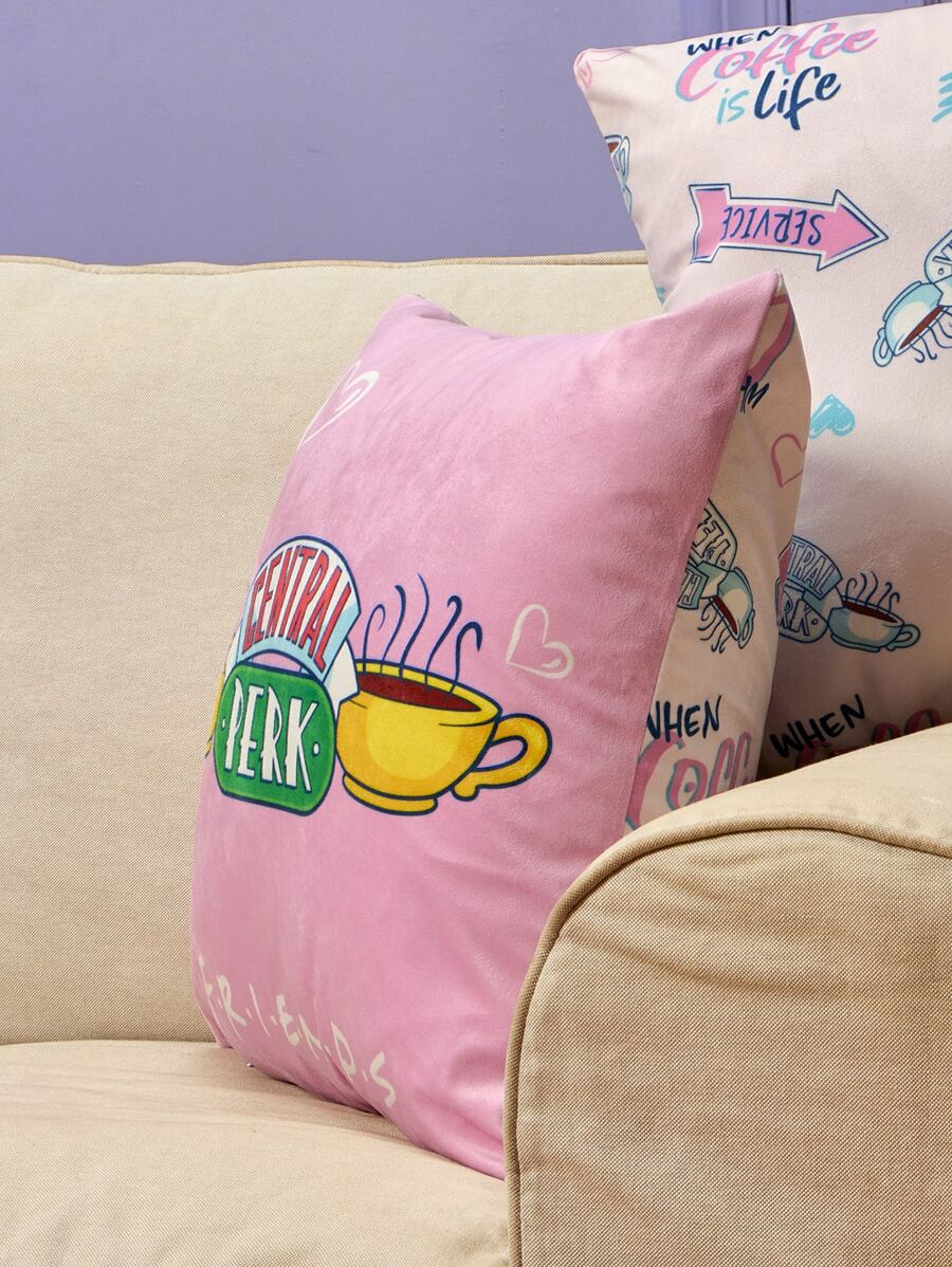 FRIENDS Double-Sided Coffee & Letter Graphic Cushion Cover Without Filler, Gifts