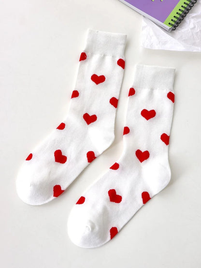 Heart Pattern Crew Socks