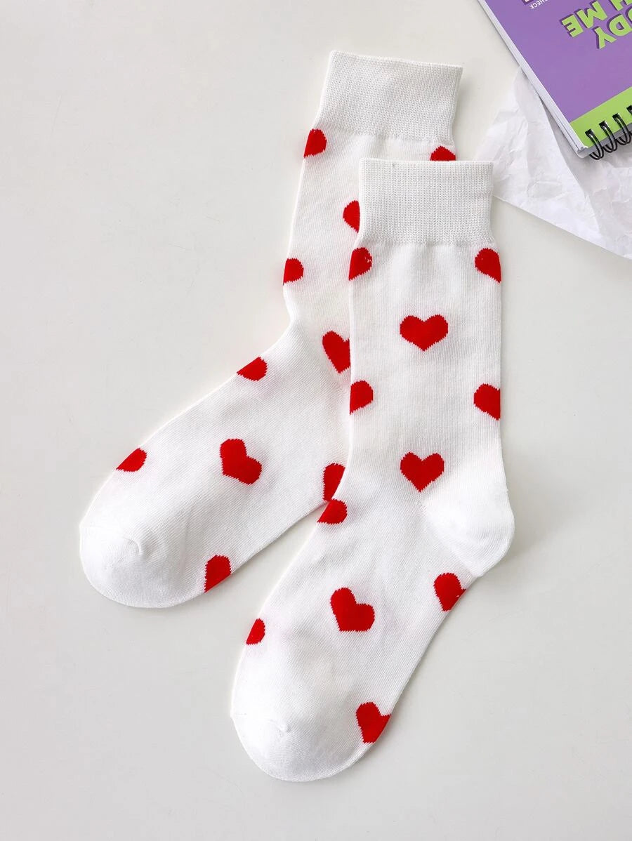 Heart Pattern Crew Socks