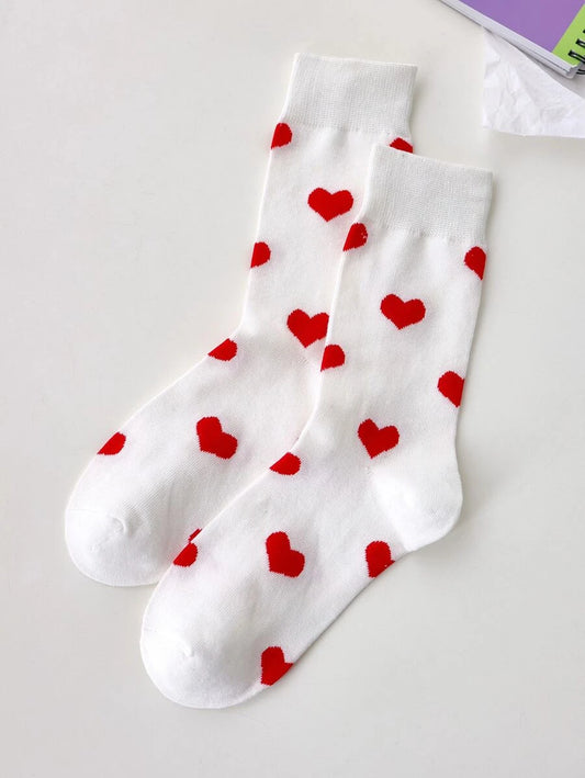 Heart Pattern Crew Socks