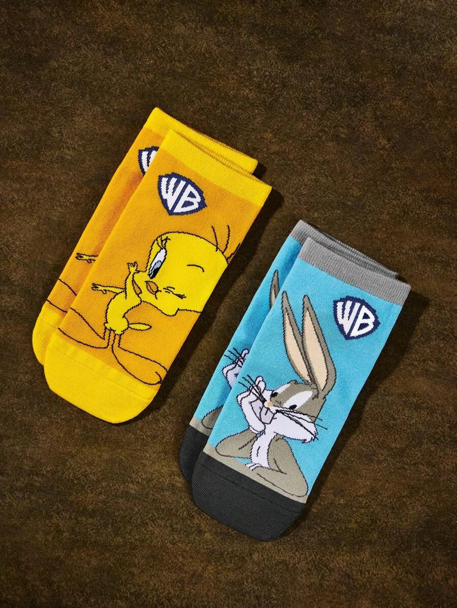 LOONEY TUNES Warner Bros 100 Years 2pairs Cartoon Graphic Ankle Socks