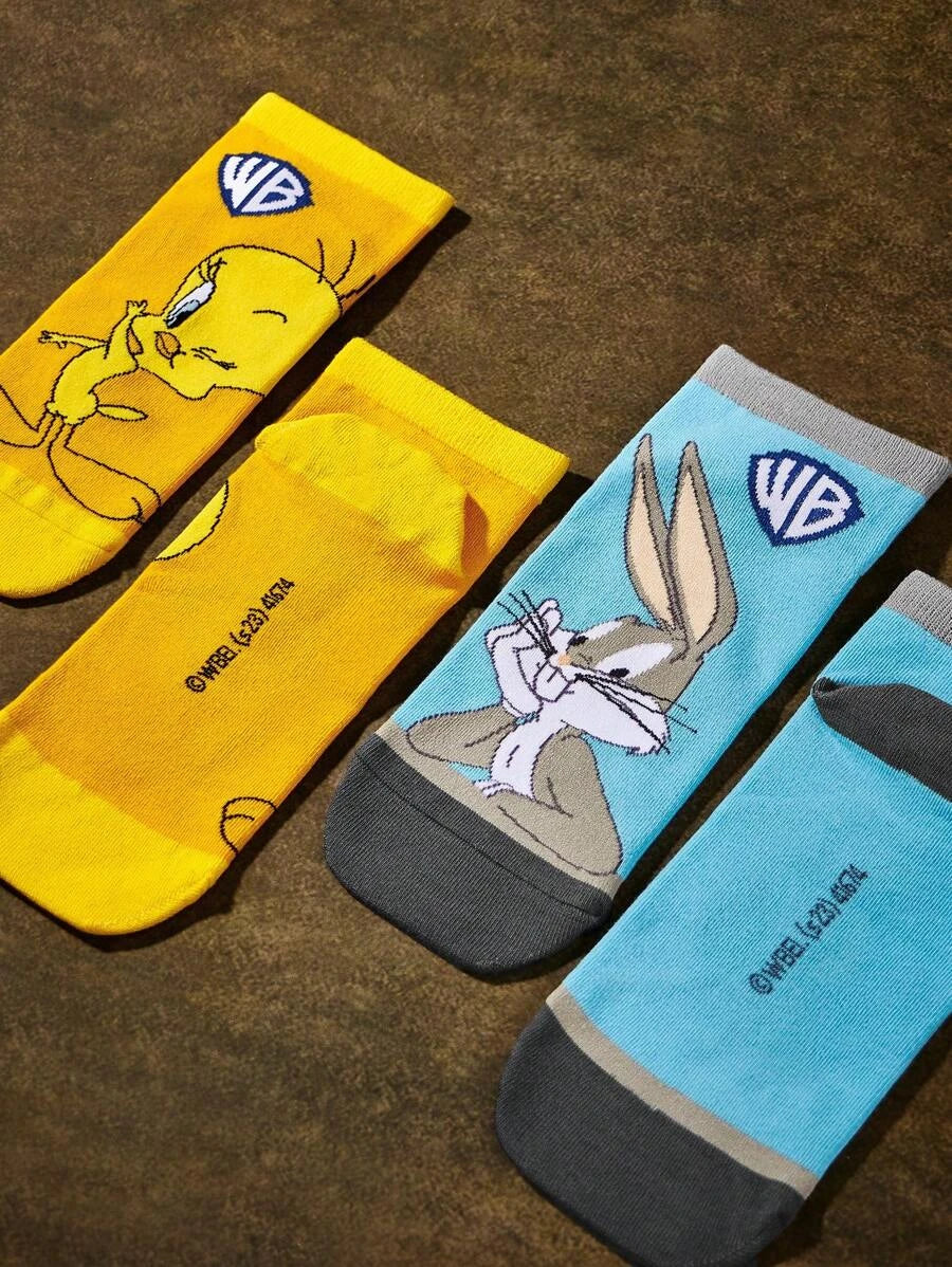 LOONEY TUNES Warner Bros 100 Years 2pairs Cartoon Graphic Ankle Socks