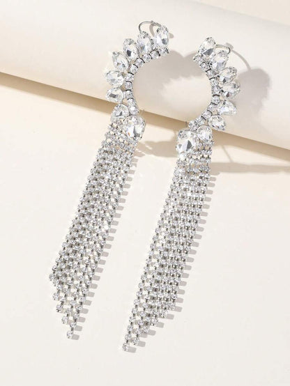 Luxury Cubic Zirconia Tassel Drop Earrings For Women For Daily Decoration Copper Jewelry