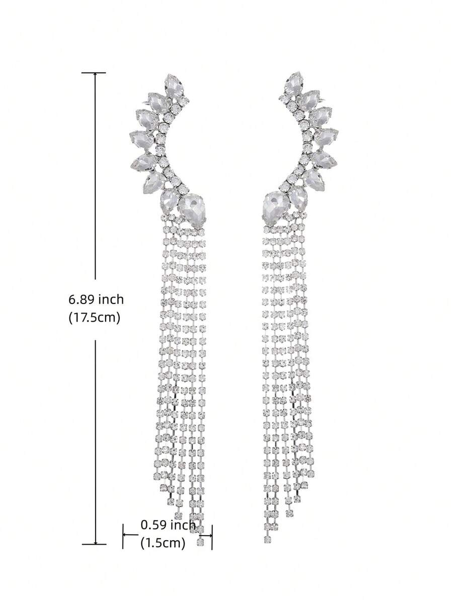 Luxury Cubic Zirconia Tassel Drop Earrings For Women For Daily Decoration Copper Jewelry