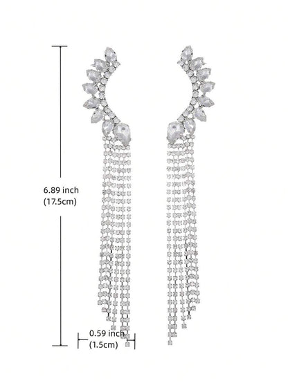 Luxury Cubic Zirconia Tassel Drop Earrings For Women For Daily Decoration Copper Jewelry