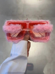 Cute Fuzzy Frame Fashion Glasses