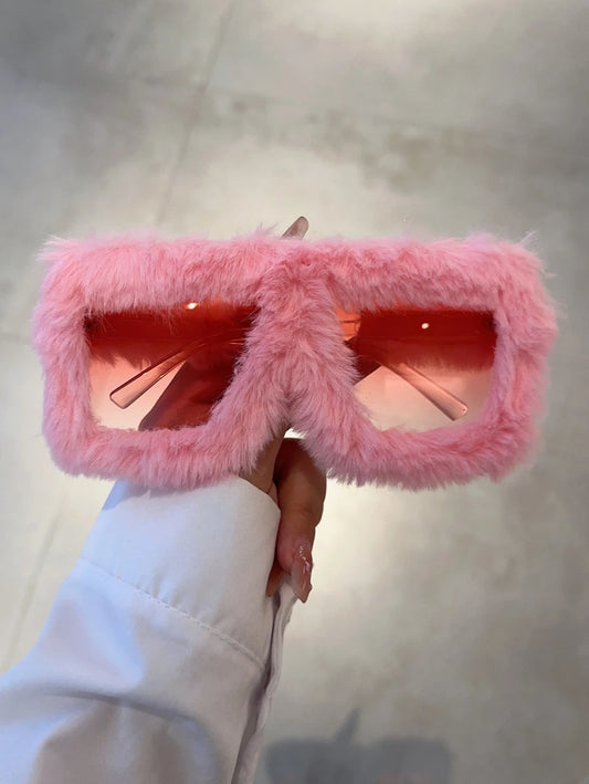 Cute Fuzzy Frame Fashion Glasses